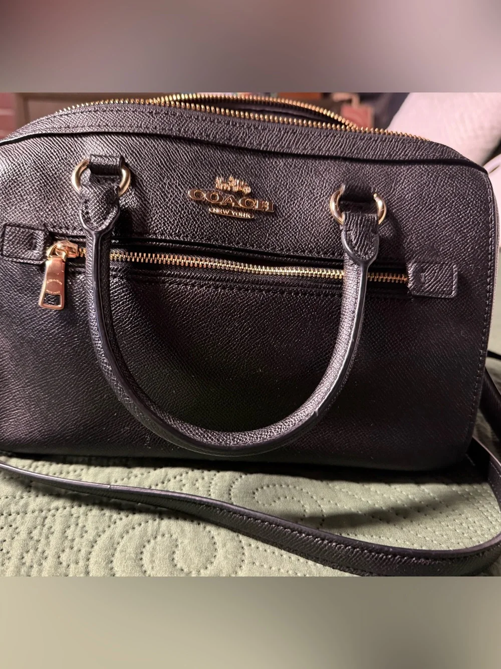 Coach Black Medium Rowan Satchel with Gold Hardware
